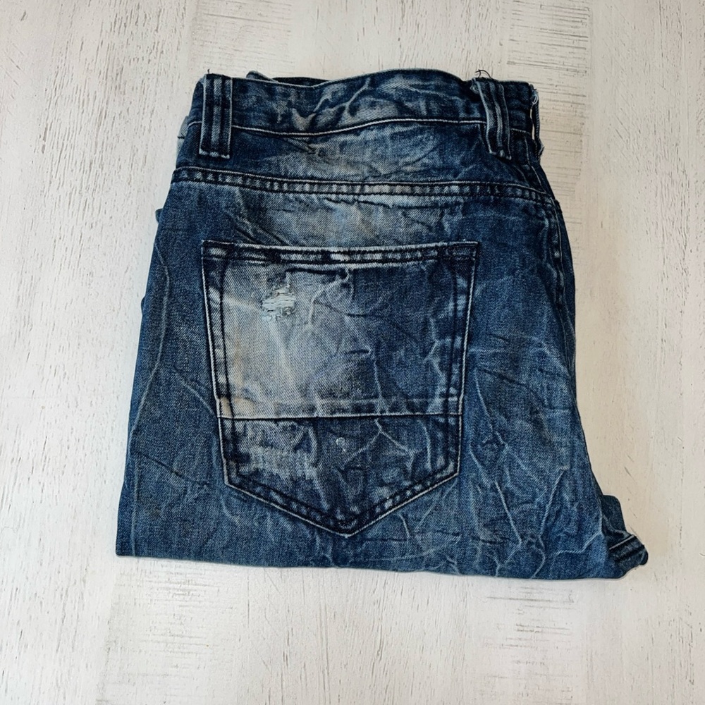Decibel Jeans 38x34 Mens Blue Distressed Ripped Straight Fit Tag (38x34)